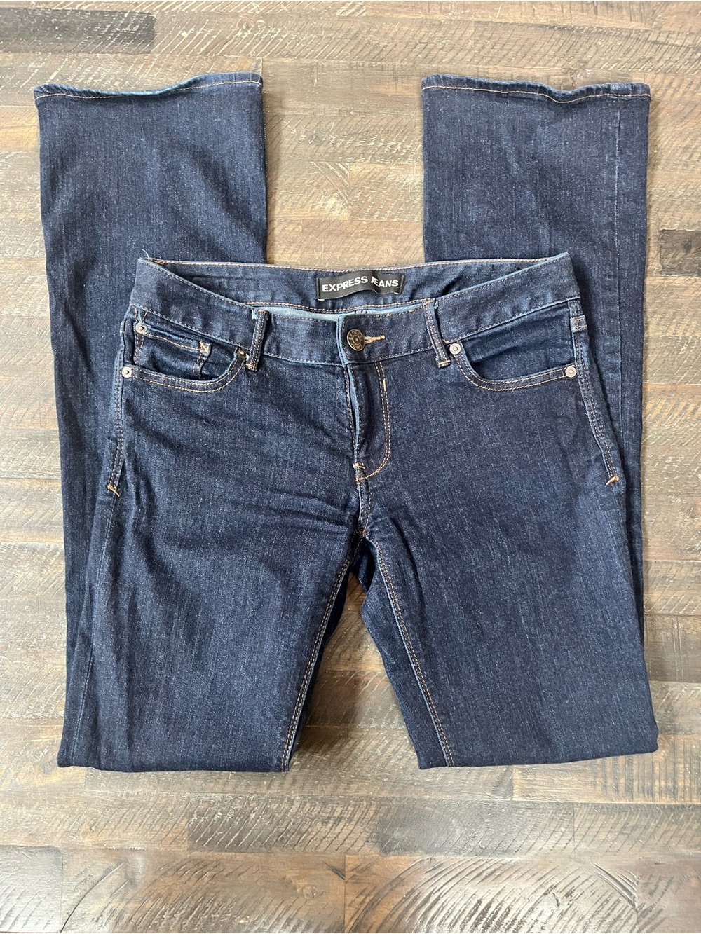 Express Jeans Womens 6L Stella Bootcut Low Rise Dark Wash Denim Jeans 6 Long